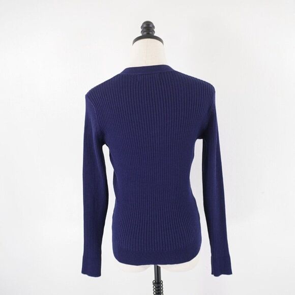 Grace Karin Small Blue Knit Cardigan Button Front Long Sleeve Sweater V-Neck - Picture 5 of 10